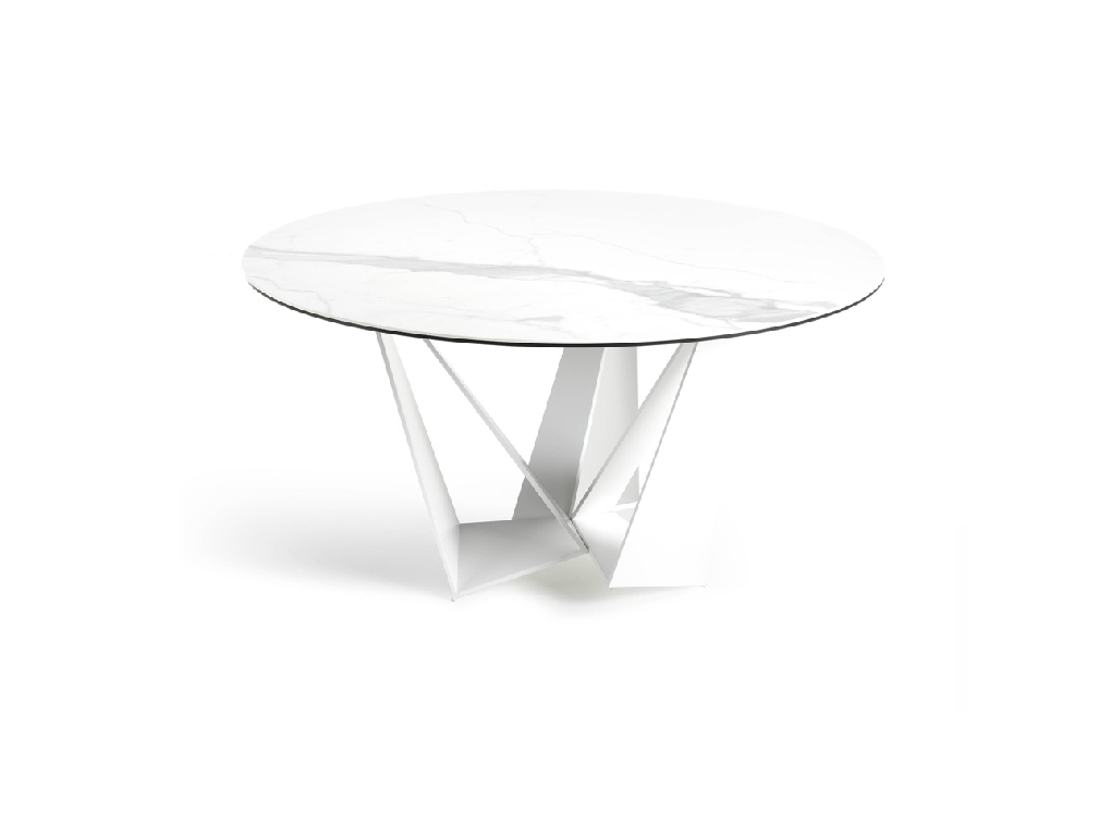 Porcelain and white steel dining table