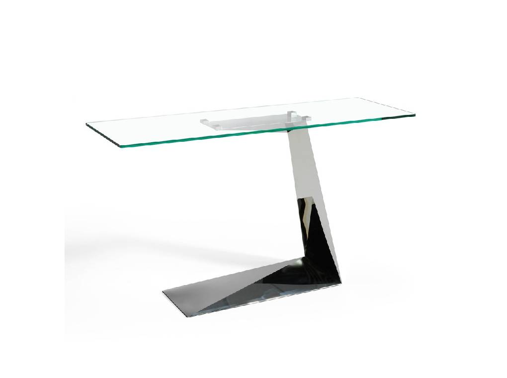 Stainless steel console with tempered glass top Stainless steel console with tempered glass top