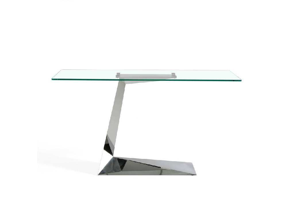 Stainless steel console with tempered glass top Stainless steel console with tempered glass top