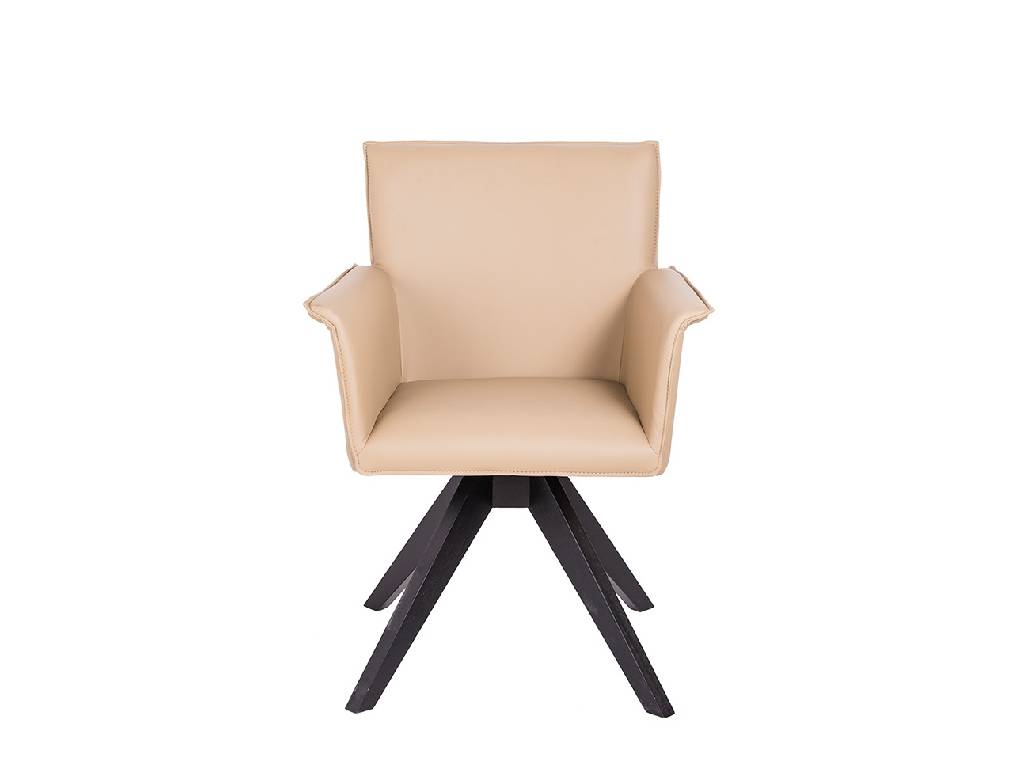 Swivel chair with wengue-coloured wooden legs and upholstered seat. Swivel chair with wengue-coloured wooden legs and upholstered seat.