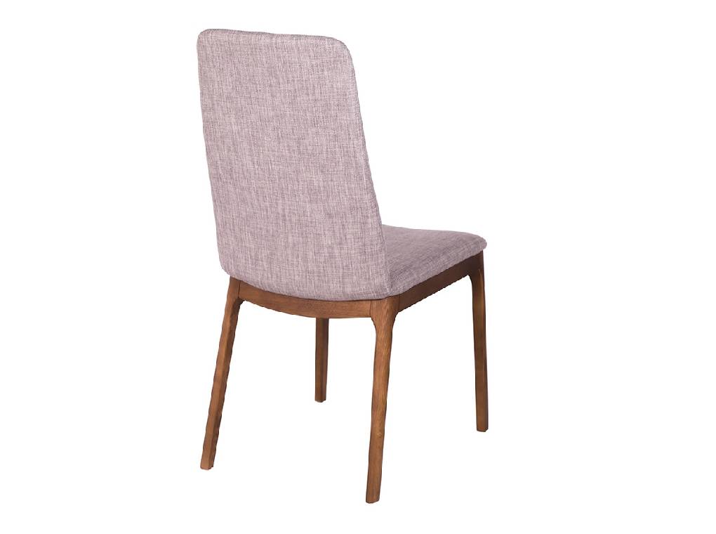 Upholstered chair with wood structure in walnut color. Upholstered chair with wood structure in walnut color.