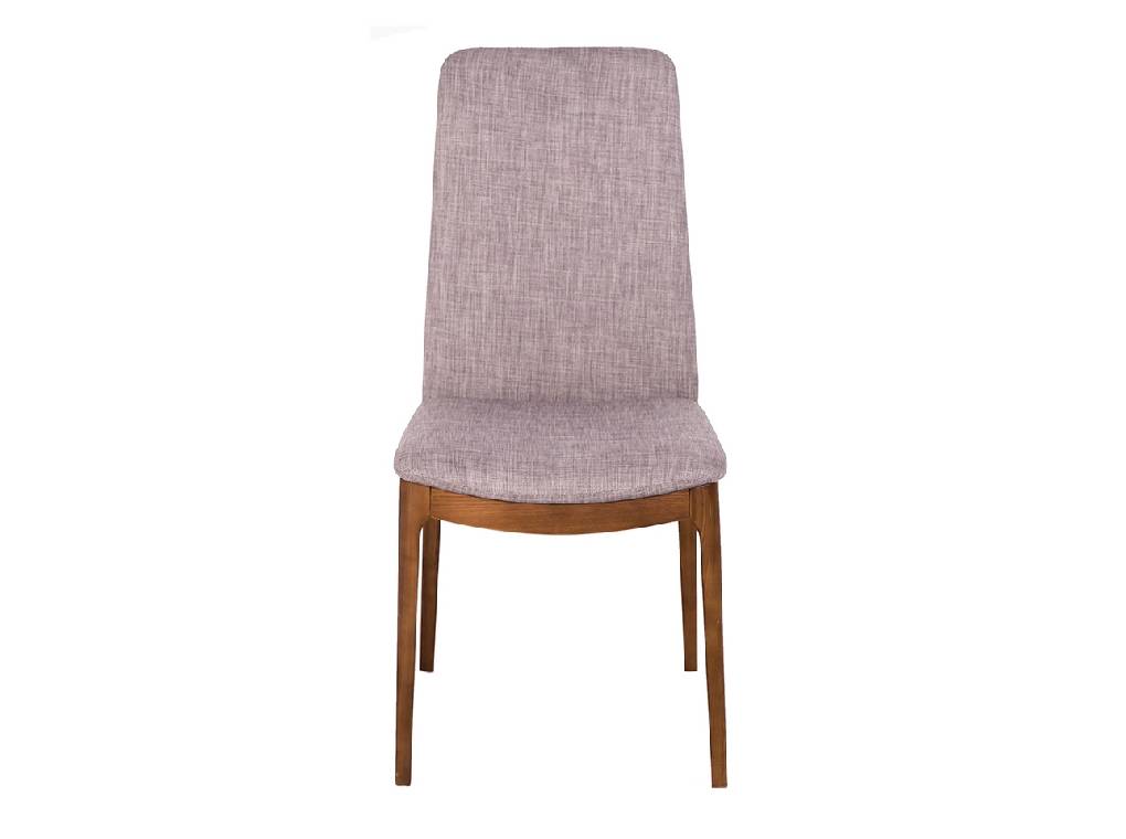 Upholstered chair with wood structure in walnut color. Upholstered chair with wood structure in walnut color.