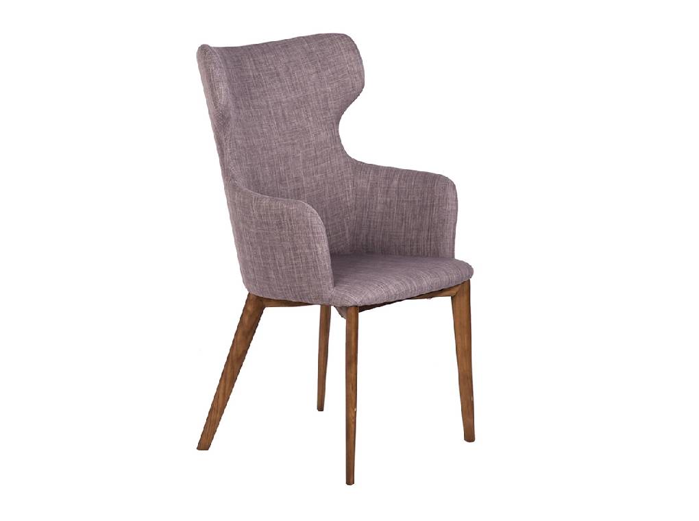 Upholstered chair with structure in Walnut wood color and upholstered in cloth. Upholstered chair with structure in Walnut wood color and upholstered in cloth.