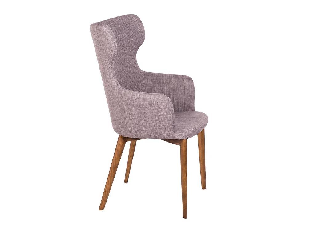 Upholstered chair with structure in Walnut wood color and upholstered in cloth. Upholstered chair with structure in Walnut wood color and upholstered in cloth.