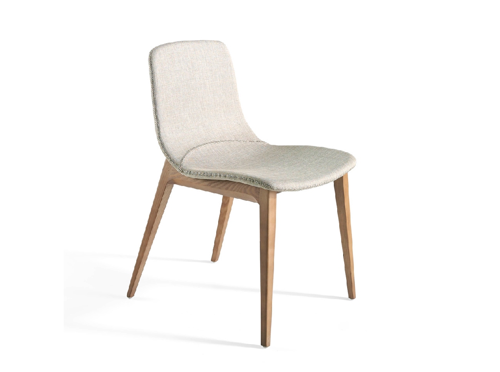 Chair upholstered in fabric with structure in Walnut color