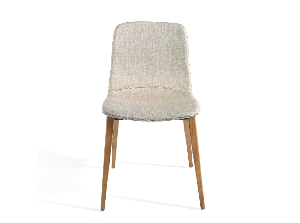 Chair upholstered in fabric with structure in Walnut color