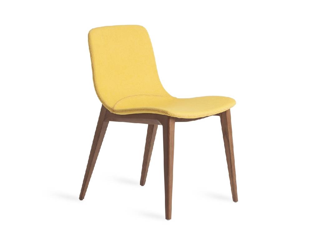 Chair in walnut veneered wood and upholstered seat Chair in walnut veneered wood and upholstered seat
