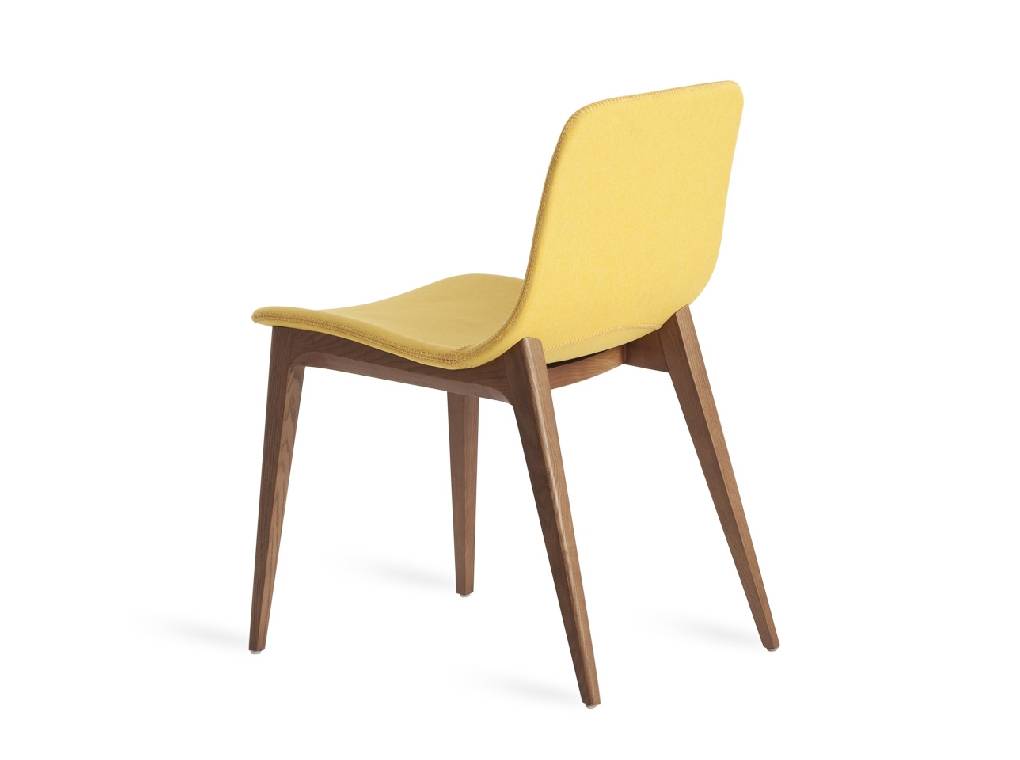Chair in walnut veneered wood and upholstered seat Chair in walnut veneered wood and upholstered seat