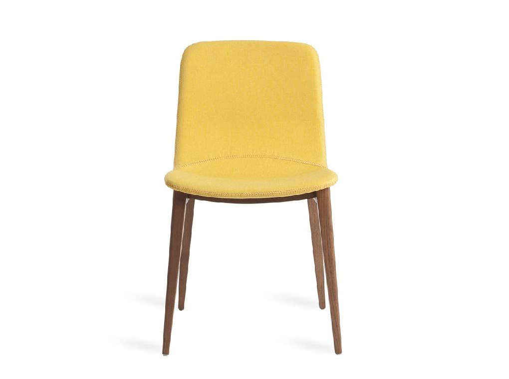 Chair in walnut veneered wood and upholstered seat Chair in walnut veneered wood and upholstered seat