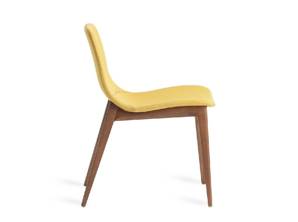 Chair in walnut veneered wood and upholstered seat Chair in walnut veneered wood and upholstered seat