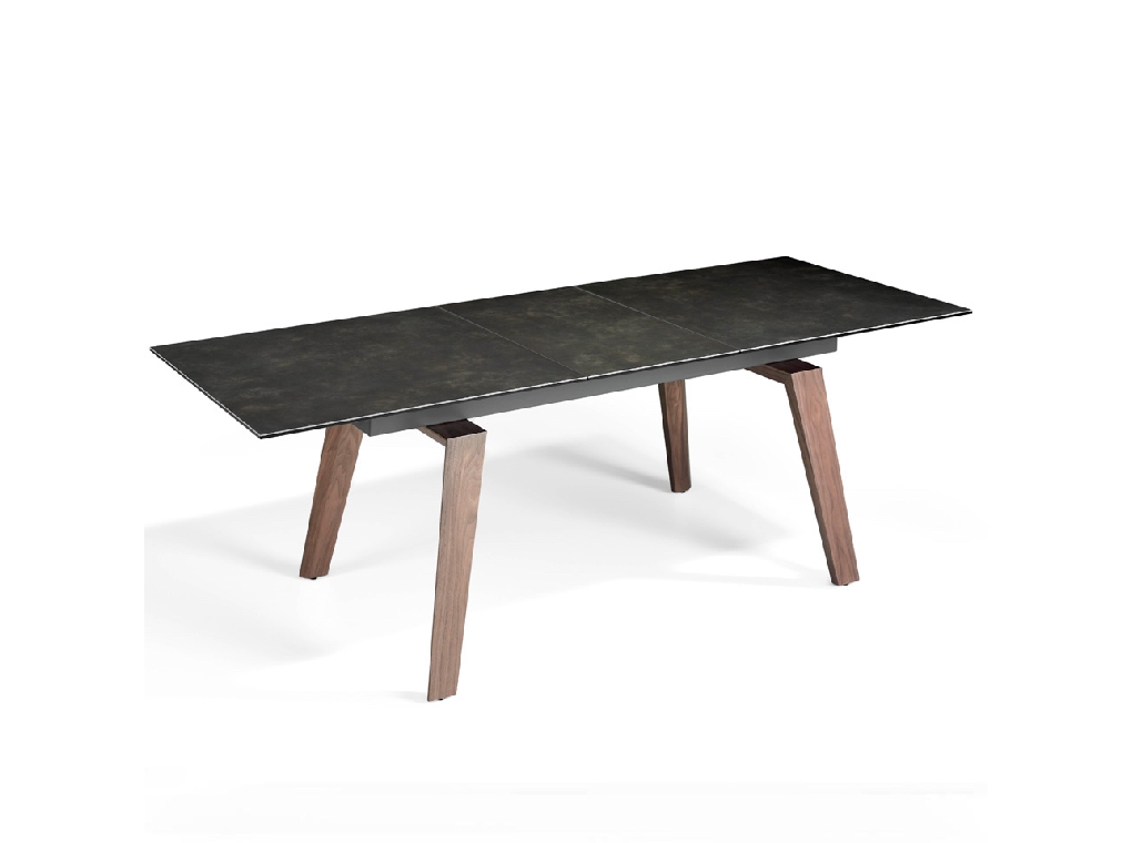 Extendable porcelain and walnut wood dining table Extendable porcelain and walnut wood dining table