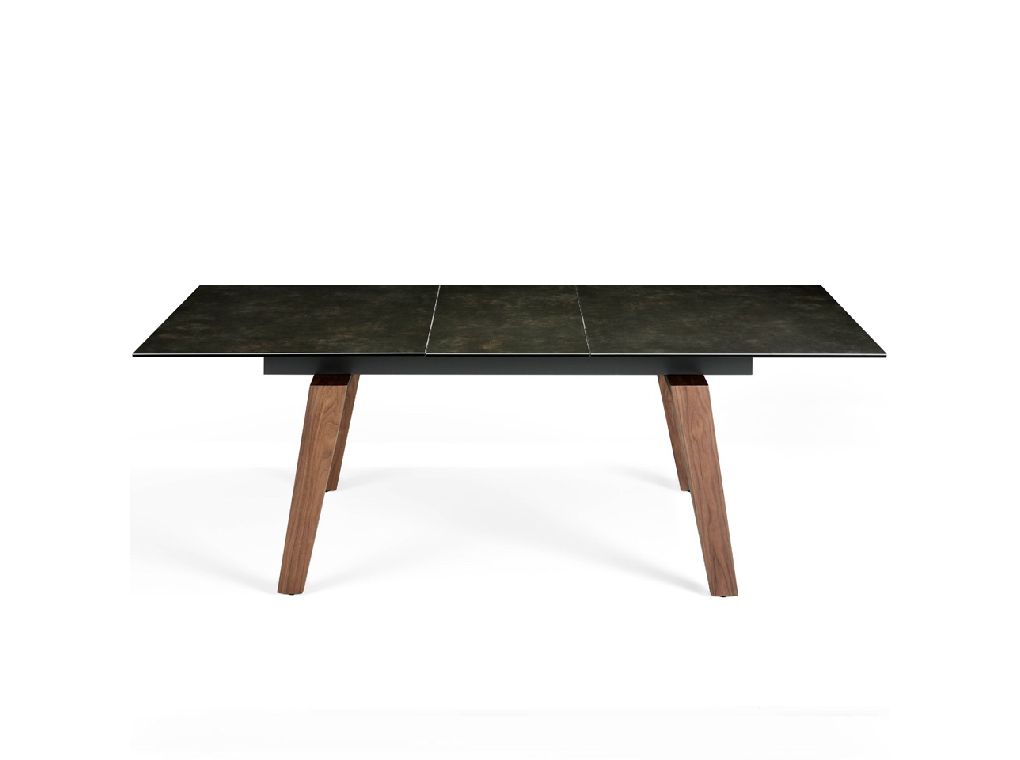 Extendable porcelain and walnut wood dining table Extendable porcelain and walnut wood dining table