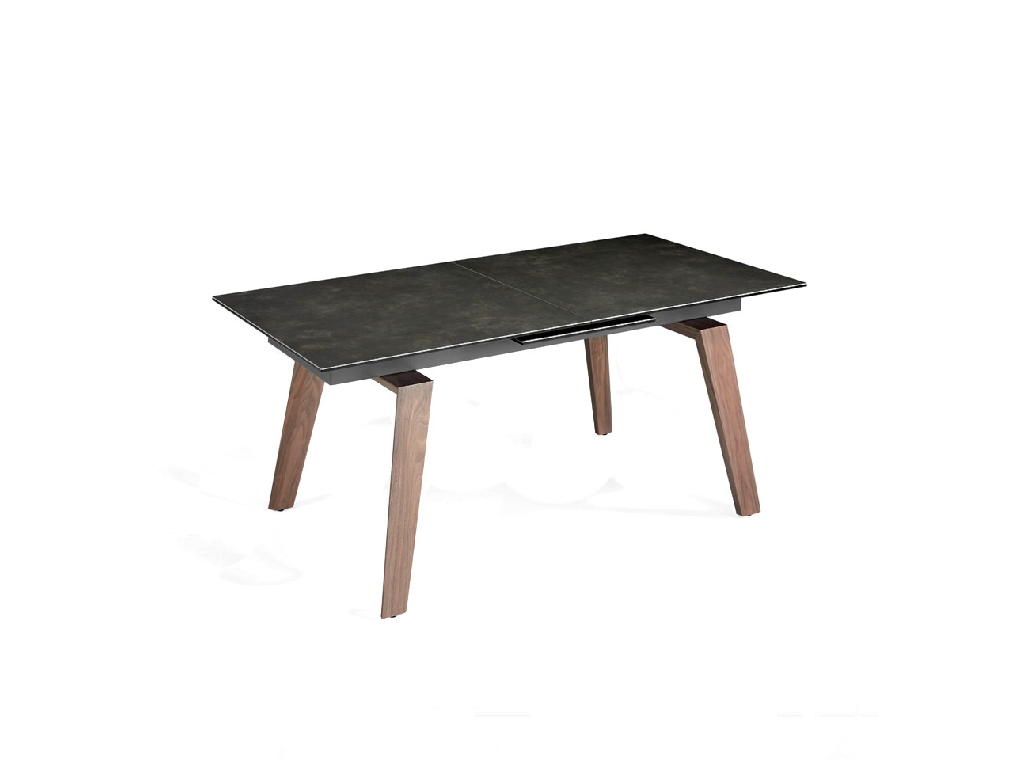 Extendable porcelain and walnut wood dining table Extendable porcelain and walnut wood dining table