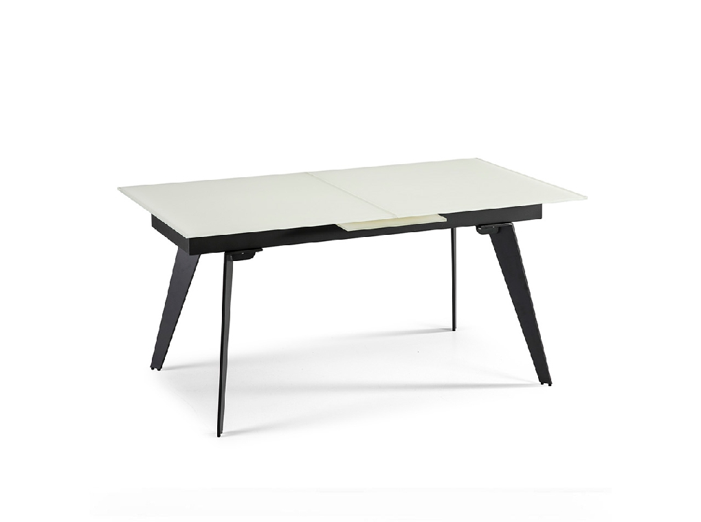 Dining table with extendable center made of stainless steel painted in black Dining table with extendable center made of stainless steel painted in black