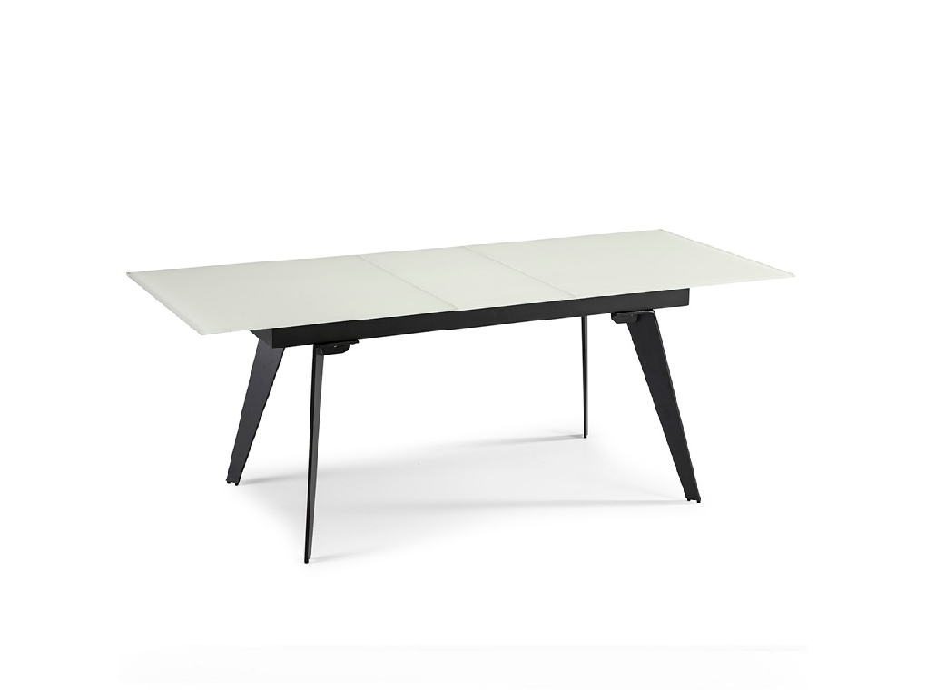 Dining table with extendable center made of stainless steel painted in black Dining table with extendable center made of stainless steel painted in black