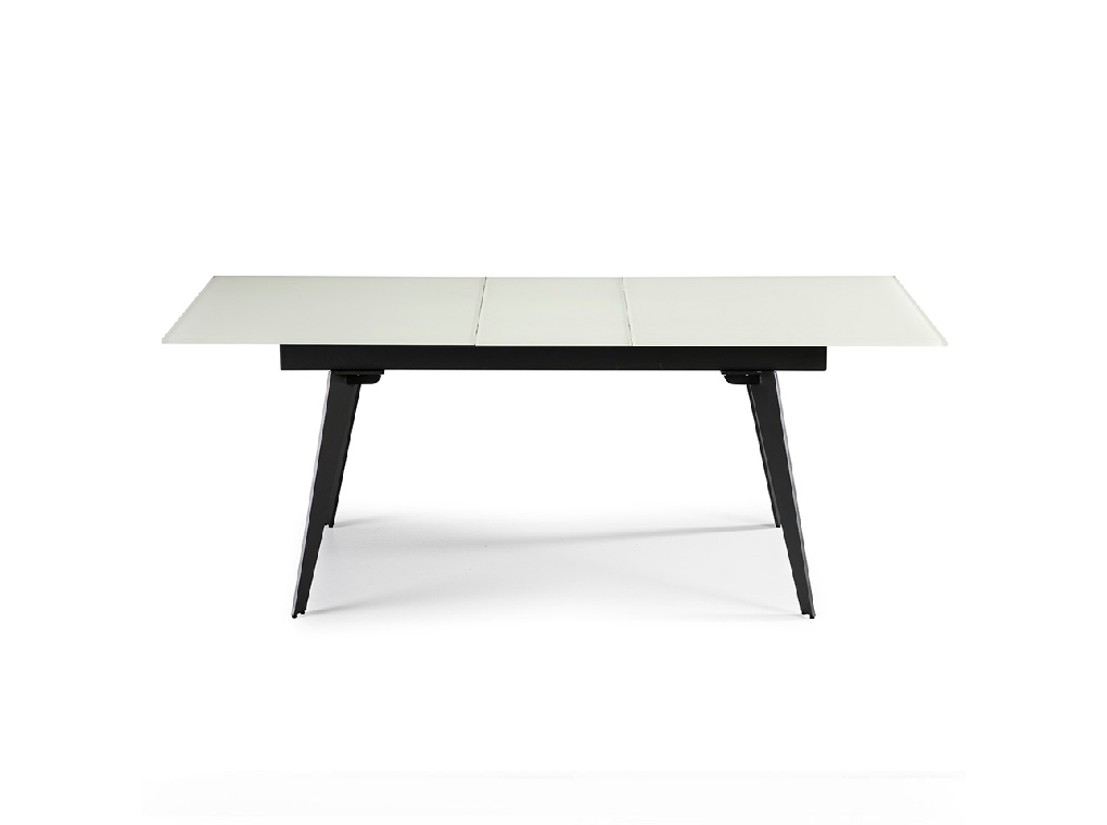 Dining table with extendable center made of stainless steel painted in black Dining table with extendable center made of stainless steel painted in black