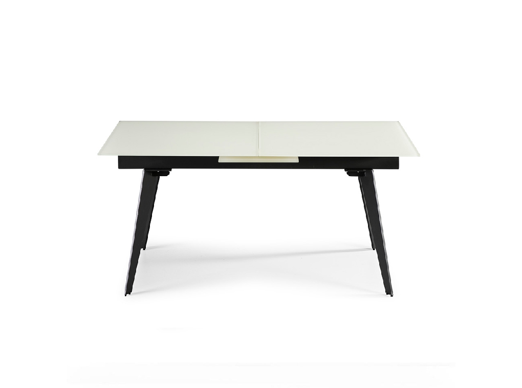 Dining table with extendable center made of stainless steel painted in black Dining table with extendable center made of stainless steel painted in black
