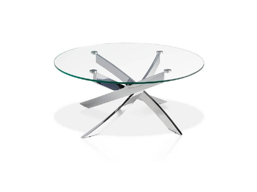 Coffee table with stainless steel base. Coffee table with stainless steel base.