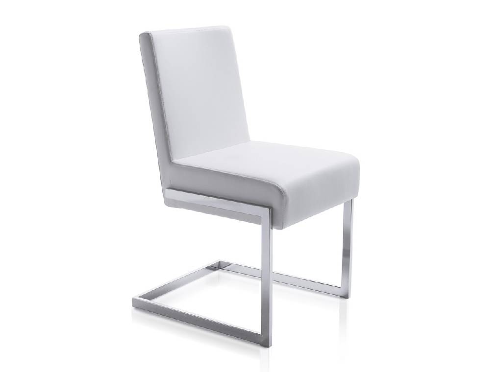 Chair upholstered in leatherette with chromed steel frame