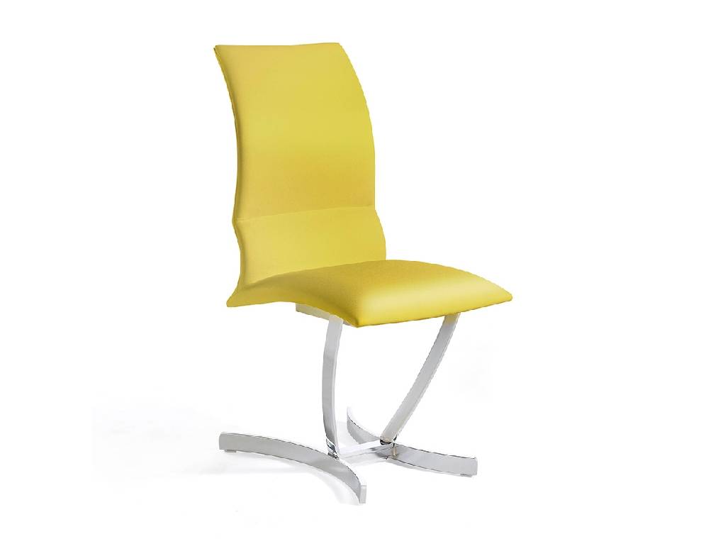 Stoffbezogener Stuhl mit Edelstahlgestell. Stoffbezogener Stuhl mit Edelstahlgestell.