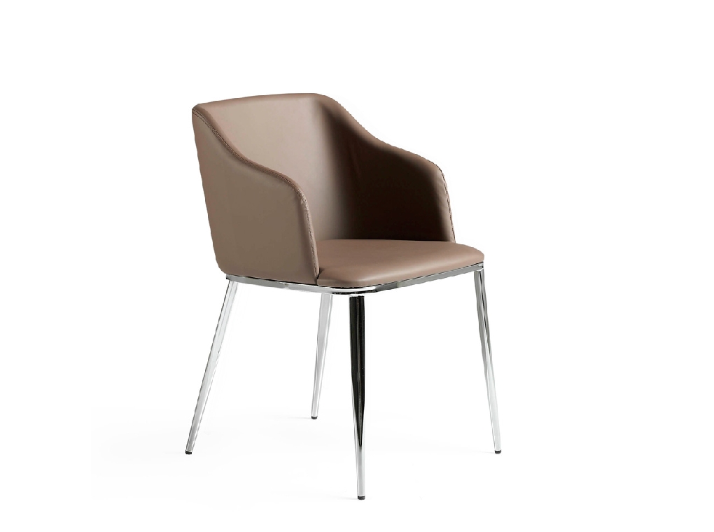 Chair upholstered in leatherette with chromed steel frame