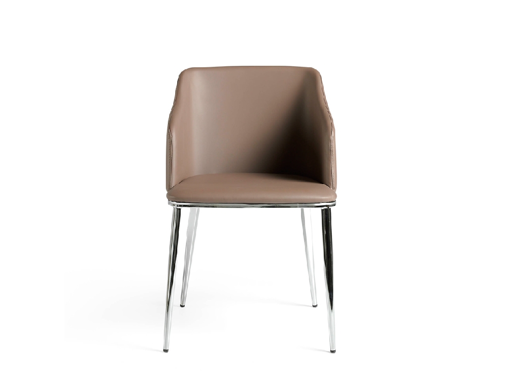 Chair upholstered in leatherette with chromed steel frame