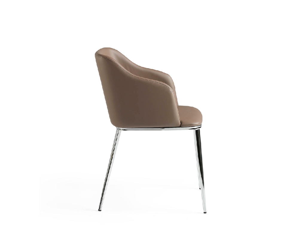 Chair upholstered in leatherette with chromed steel frame