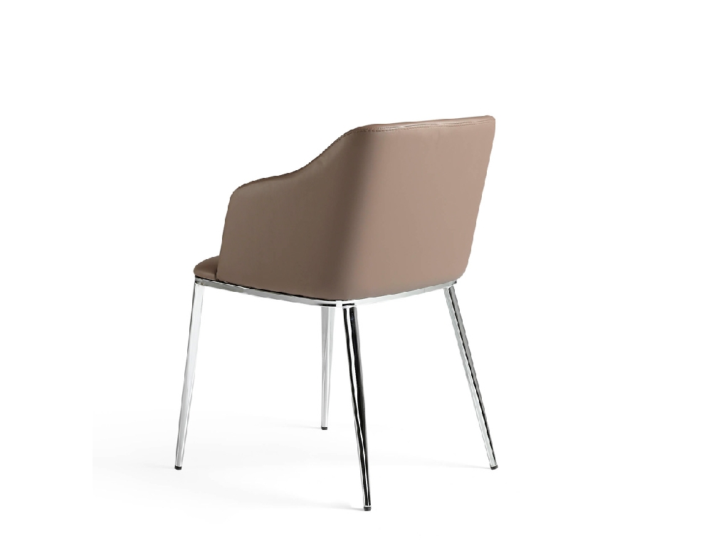 Chair upholstered in leatherette with chromed steel frame