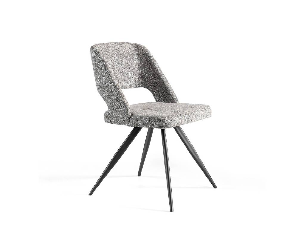 Chair upholstered in fabric with black steel legs