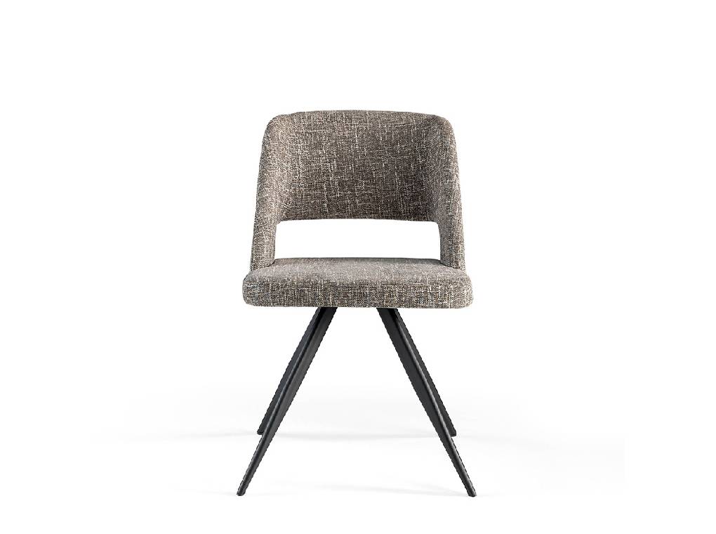 Chair upholstered in fabric with black steel legs