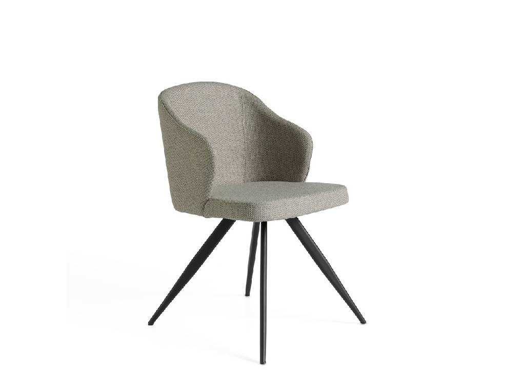 Chair upholstered in fabric with black steel legs