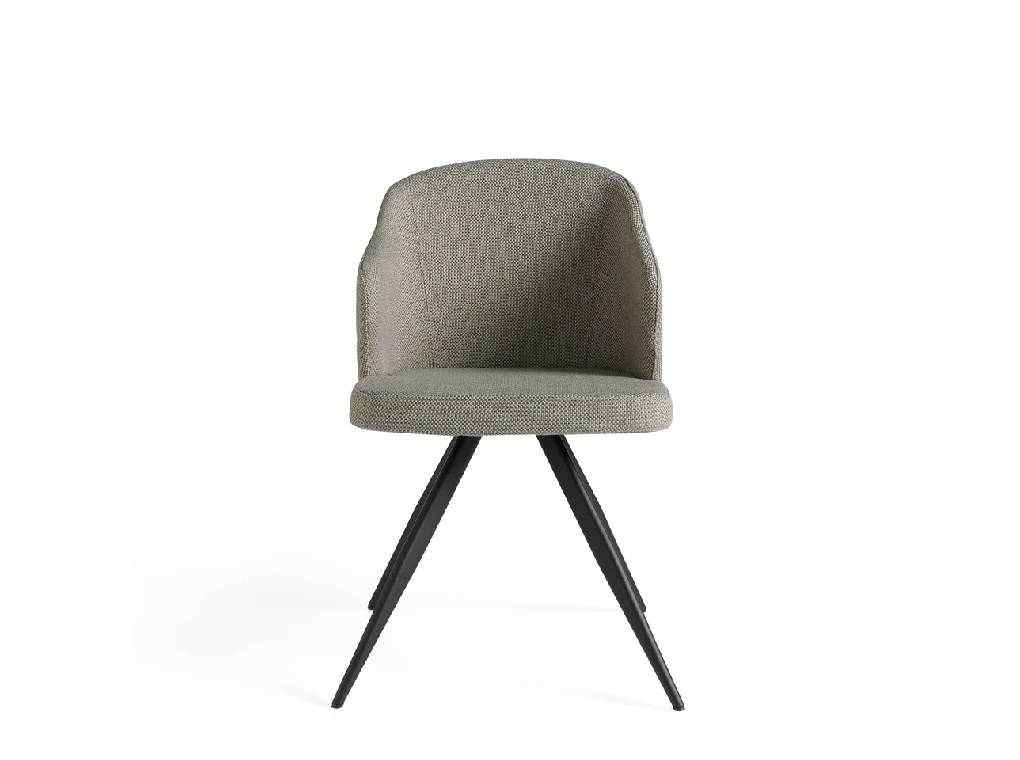 Chair upholstered in fabric with black steel legs