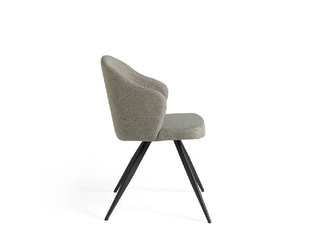 Chair upholstered in fabric with black steel legs