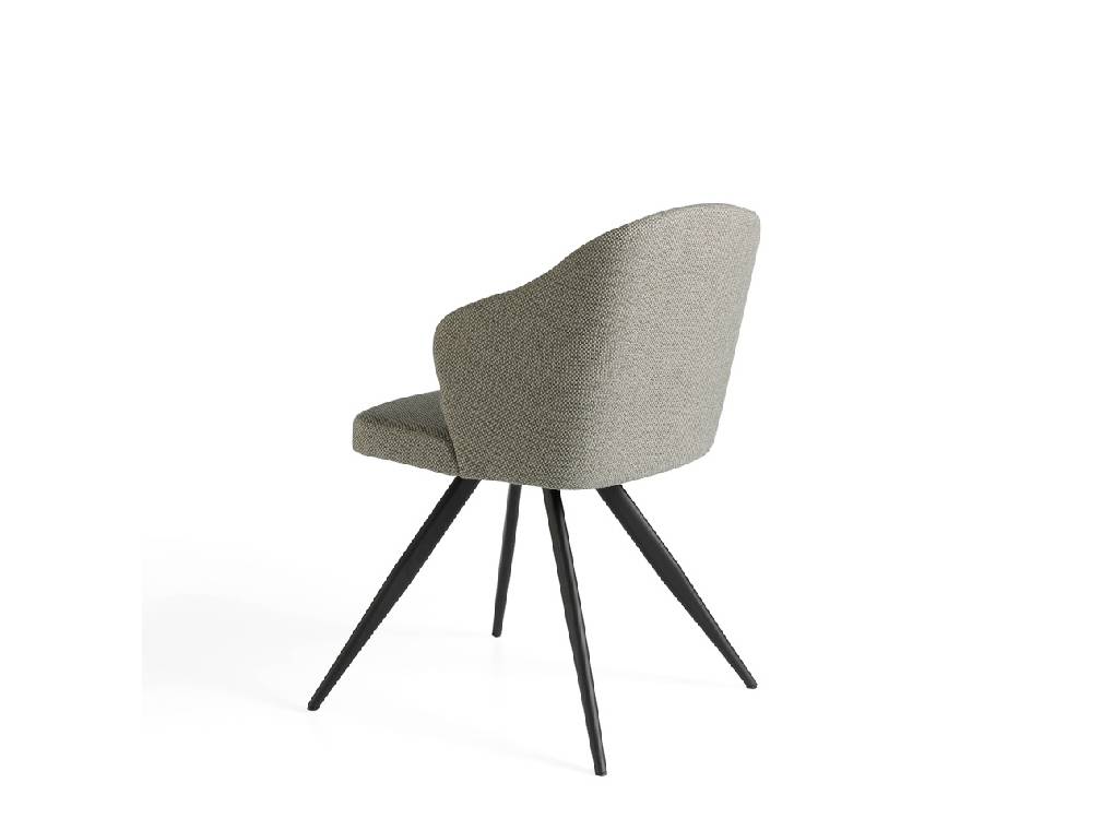 Chair upholstered in fabric with black steel legs