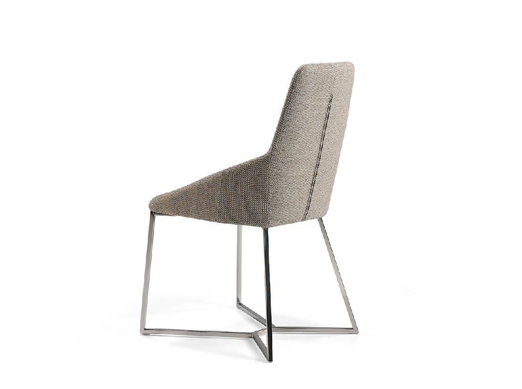 Chair upholstered in fabric with chrome steel legs