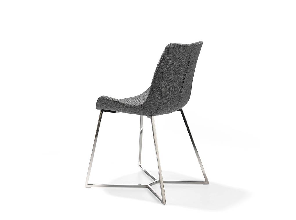 Chair upholstered in fabric with chrome steel legs