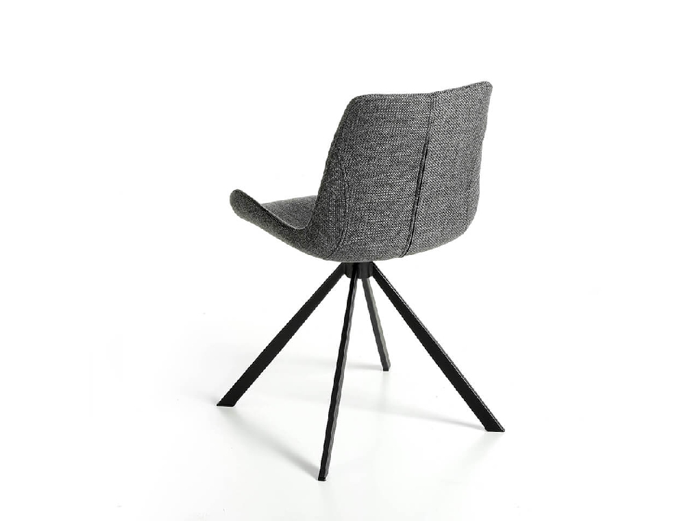 Вращающийся стул, обитый тканью, с ножками из черной стали