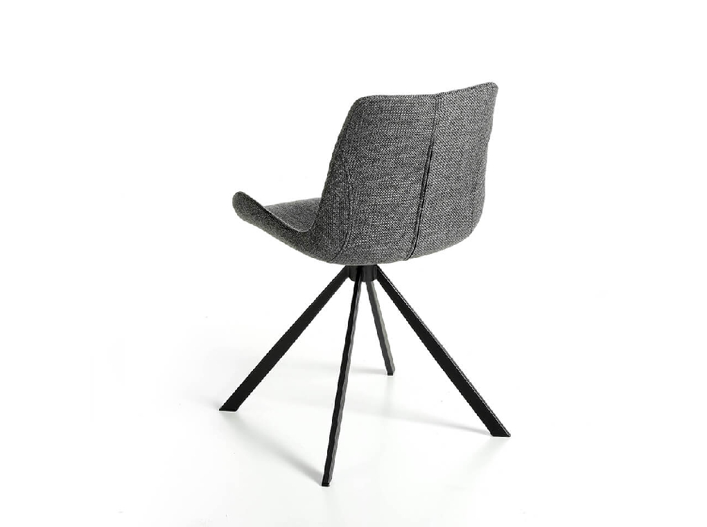 Swivel chair upholstered in fabric with black steel legs