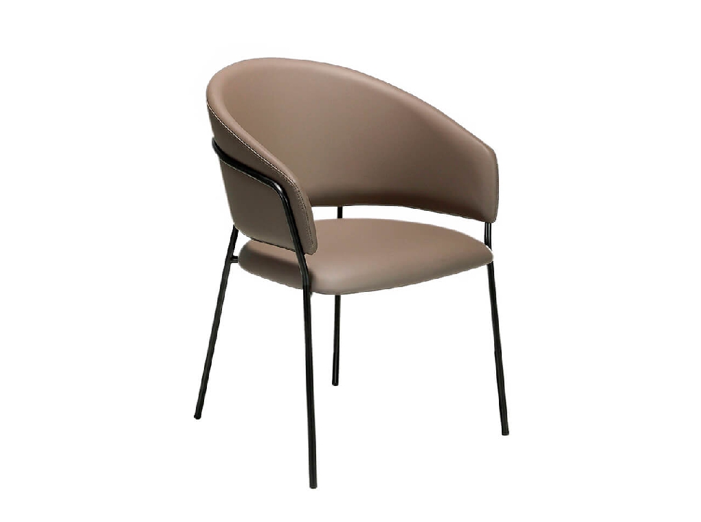 Chair upholstered in leatherette with black steel frame