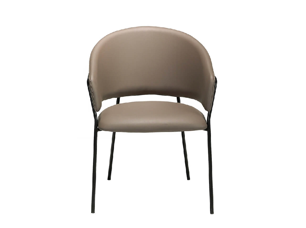 Chair upholstered in leatherette with black steel frame