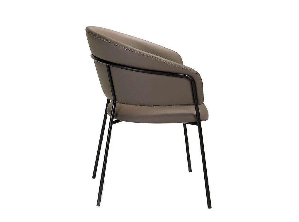 Chair upholstered in leatherette with black steel frame