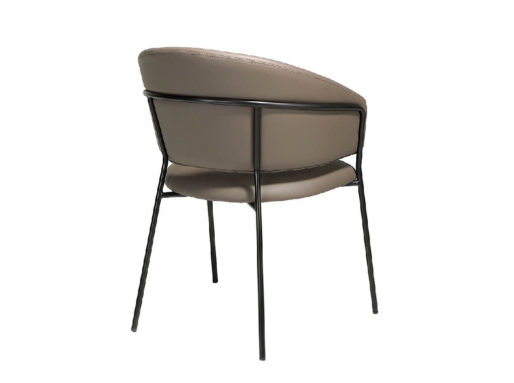 Chair upholstered in leatherette with black steel frame