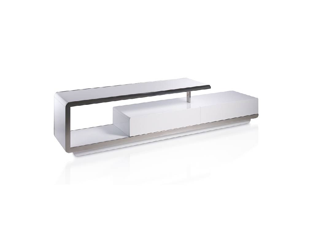 Lacquered Mdf TV unit with stainless steel front Lacquered Mdf TV unit with stainless steel front