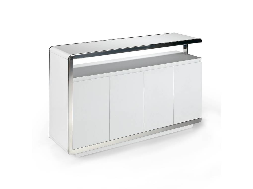 Lacquered Mdf sideboard with stainless steel front Lacquered Mdf sideboard with stainless steel front