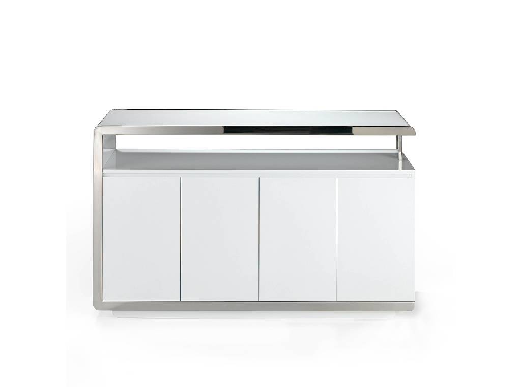 Lacquered Mdf sideboard with stainless steel front Lacquered Mdf sideboard with stainless steel front
