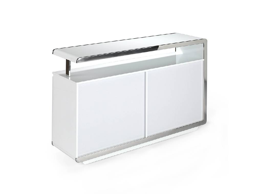 Lacquered Mdf sideboard with stainless steel front Lacquered Mdf sideboard with stainless steel front