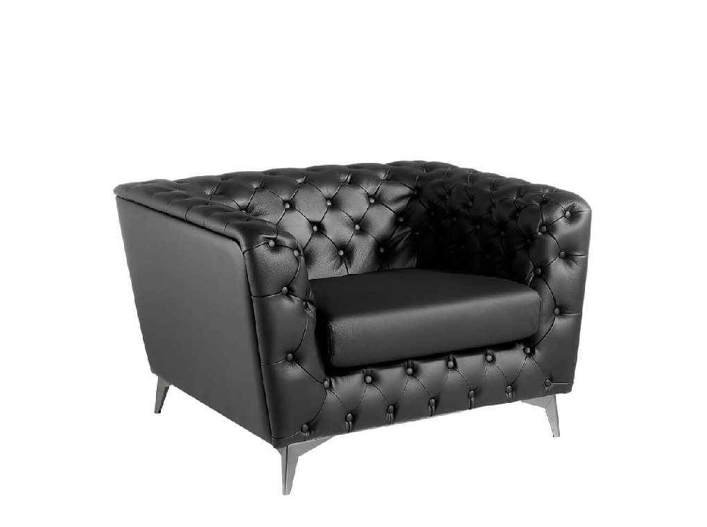 Armchair upholstered in leather with capitone effect Armchair upholstered in leather with capitone effect