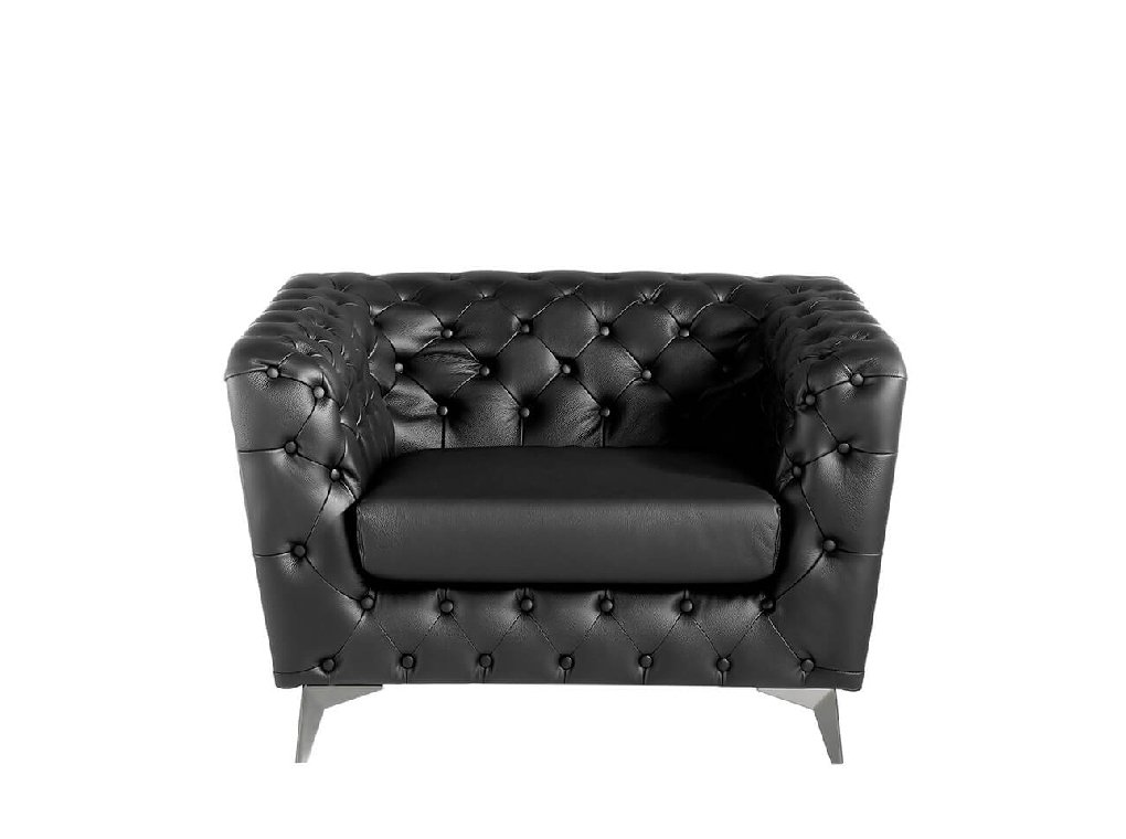 Armchair upholstered in leather with capitone effect Armchair upholstered in leather with capitone effect