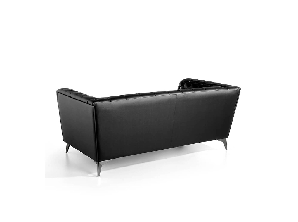 2-seater sofa upholstered in leather with steel legs in grey epoxi 2-seater sofa upholstered in leather with steel legs in grey epoxi