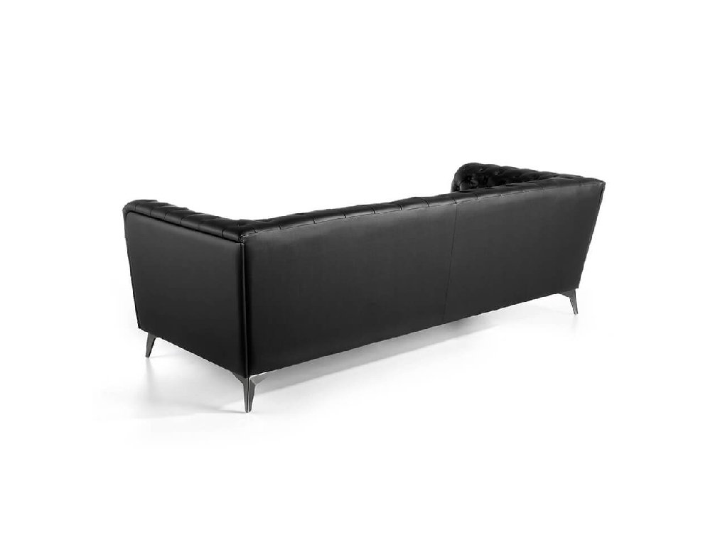 3 Seat Sofa upholstered in leather with steel legs in grey epoxi 3 Seat Sofa upholstered in leather with steel legs in grey epoxi